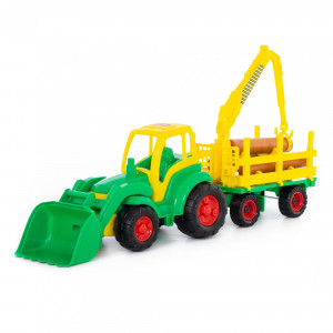 Traktor s přívěsem a radlicí velky