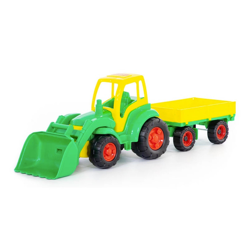 Velký Traktor s přívěsem a radlicí