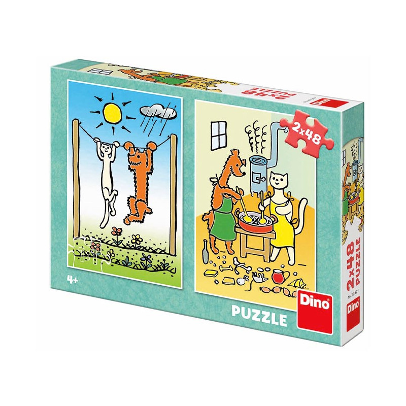 Puzzle pejsek a kočička 2x48ks