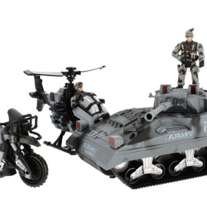 Vojenský set - tank, motorka, vrtuľník