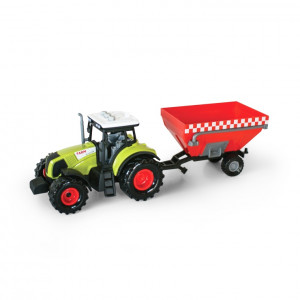 Traktor s červenou vlečkou se zvukem