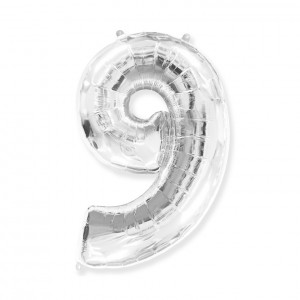 Stříbrná fóliová číslice 9