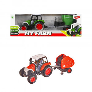 Traktor s balíkovačem slámy - setrvačník