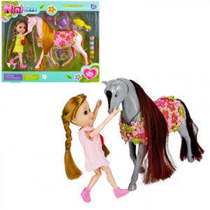 Pohyblivá panenka s koněm a doplňky