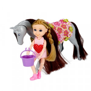 Pohyblivá bábika s koňom a doplnkami