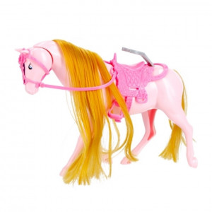 Pohyblivá bábika s helmou s koňom a doplnkami