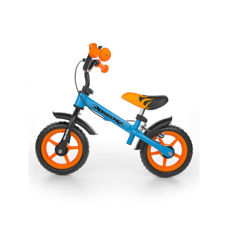 Detské odrážadlo bicykel Milly Mally Dragon s brzdou orange-blue