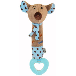 Dětská pískací plyšová hračka s kousátkem Baby Mix myška modrá
