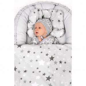 Luxusní hnízdečko s peřinkami pro miminko New Baby bílo-šedé hvězdičky