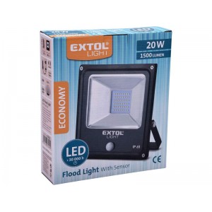 Svítilna 20W, 20x LED, pohybový senzor, 1500lm, IP65, Extol Craft 43232
