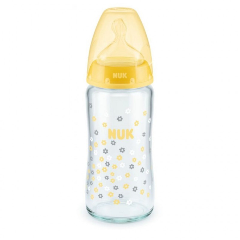 Sklenená dojčenská fľaša NUK First Choice 240 ml žltá