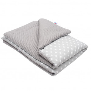 Dětská deka s výplní New Baby Vafle šedá s bílými puntíky 80x102 cm