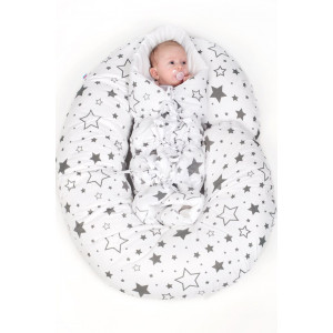 Obliečka na dojčiaci vankúš v tvare C New Baby XL sivý s bodkami