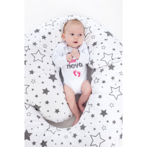 Obliečka na dojčiaci vankúš v tvare C New Baby Hviezdy sivé