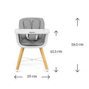 Jedálenská stolička Milly Mally 2v1 Espoo sivá