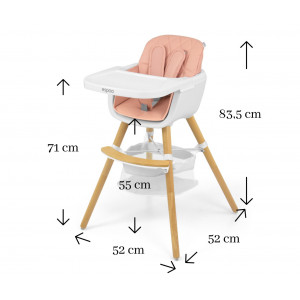 Jídelní židlička Milly Mally 2v1 Espoo růžová