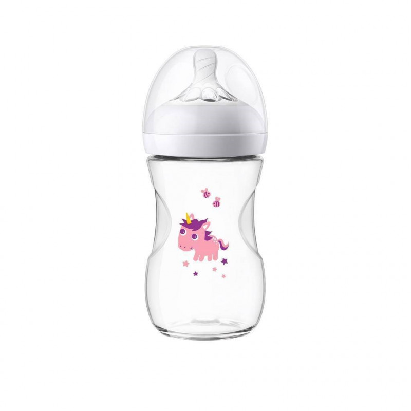 Dojčenská fľaša Avent Natural 260 ml biela jednorožec