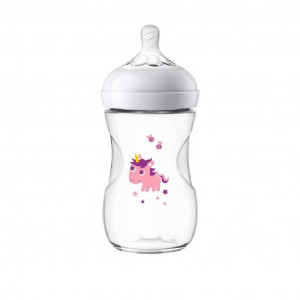 Dojčenská fľaša Avent Natural 260 ml biela jednorožec