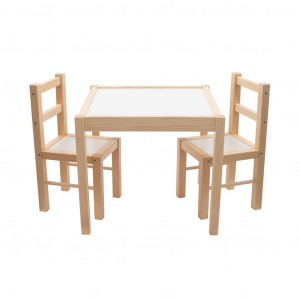 Dětský dřevěný stůl s židličkami New Baby PRIMA přírodní