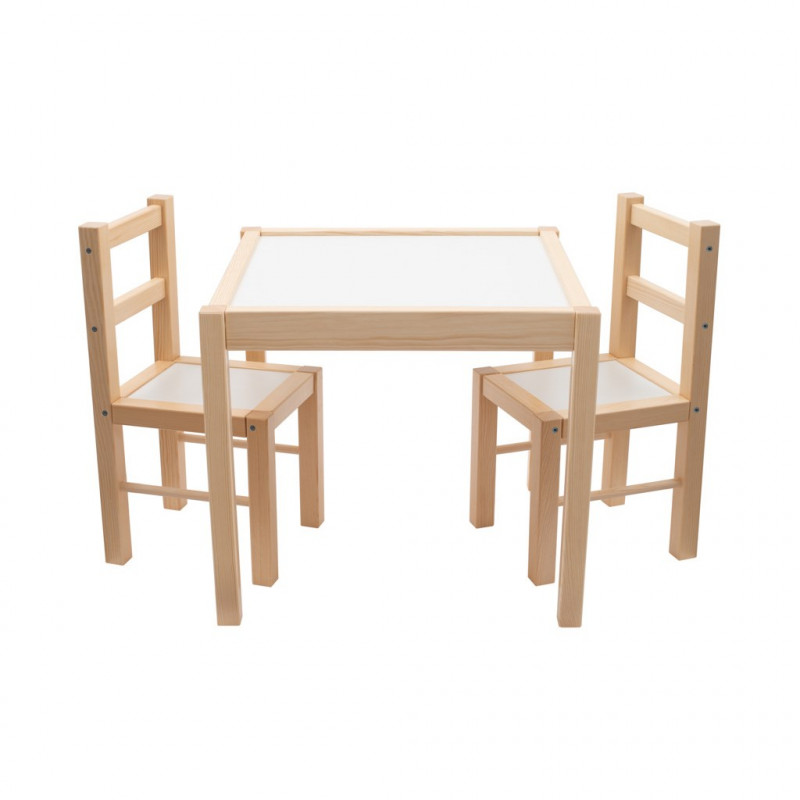 Detský drevený stôl so stoličkami New Baby PRIMA prírodný