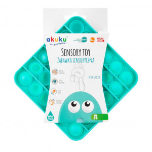 Senzorická hračka Práskací bubliny Pop It Akuku čtverec zelený