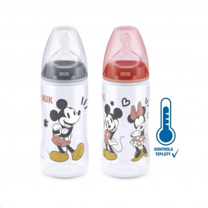 Dojčenská fľaša na učenie NUK Disney Mickey s kontrolou teploty 300 ml sivá