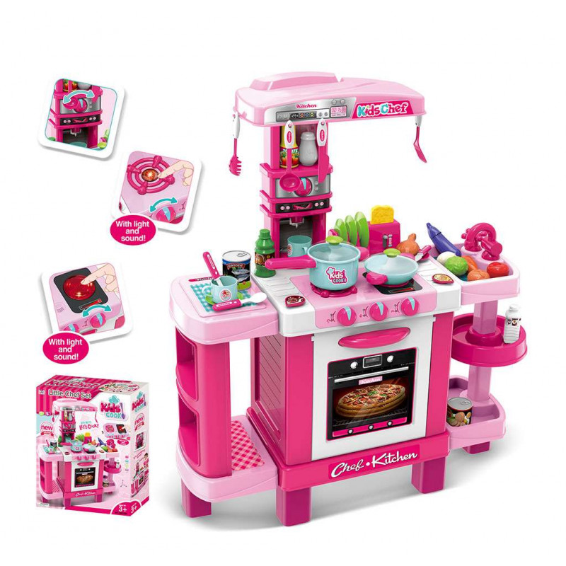Dětská kuchyňka Baby Mix malý šéfkuchař + příslušenství růžová