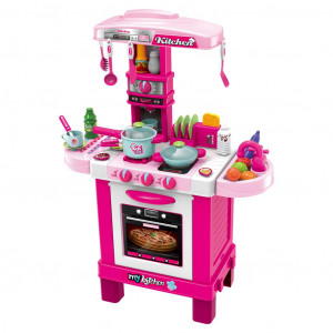 Detská kuchynka Baby Mix malý Malý šéfkuchár + príslušenstvo ružová