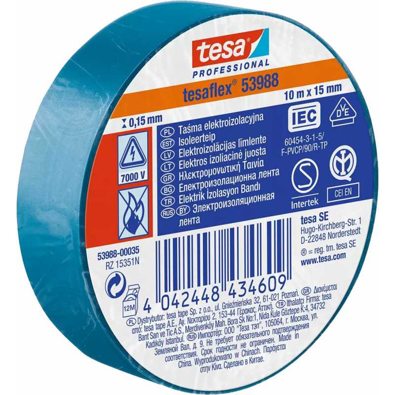 Páska elektroizolační modrá 15mm x 10m Tesa 95392