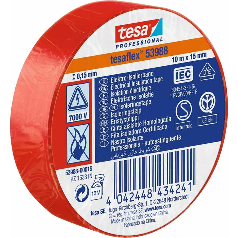 Páska elektroizolačná červená 15mm x 10m Tesa 95393