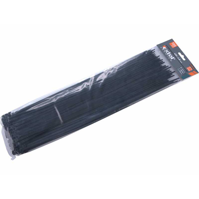 Pásky sťahovacie čierne, 4,8x400mm, Extol Premium 8856166