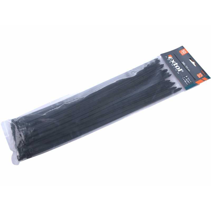 Pásky sťahovacie čierne, 7,6x380mm, Extol Premium 8856170