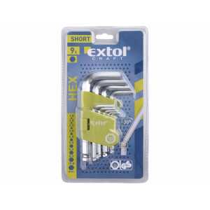 L-kľúče imbus krátke, 9-dielna sada, 1,5-10mm, s guľôčkou, Extol Craft 66000