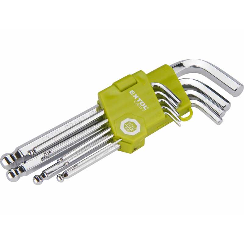 L-kľúče imbus, 9-dielna sada, 1,5-10mm, s guľôčkou, Extol Craft 66001