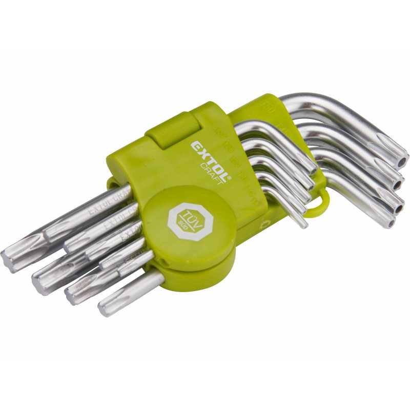 L-kľúče TORX krátke, 9-dielna sada, T10-50, Extol Craft 66010