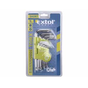 L-klíče TORX krátké, 9-dílná sada, T10-50, Extol Craft 66010