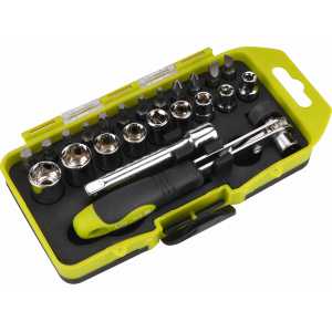 Skrutkovač račňový, nástrčné kľúče a bity, 23-dielna sada, Extol Craft 53090