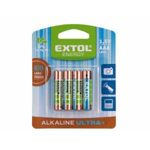 Batéria alkalická 4ks, 1,5V, typ AAA, Extol Energy 42010