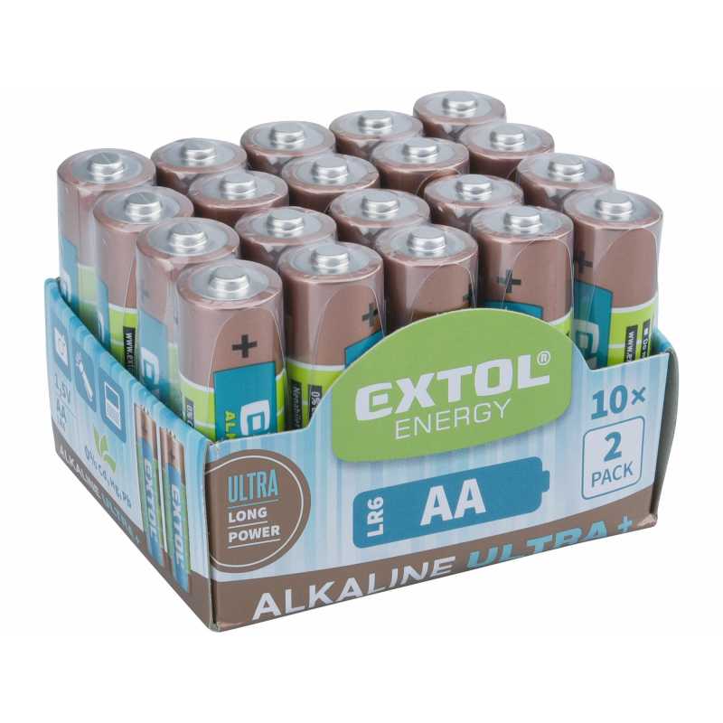 Baterie alkalická 20ks, 1,5V, typ AA, Extol Energy 42013