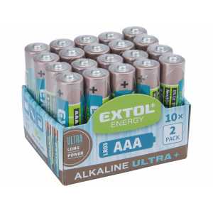 Baterie alkalická 20ks, 1,5V, typ AAA, Extol Energy 42012