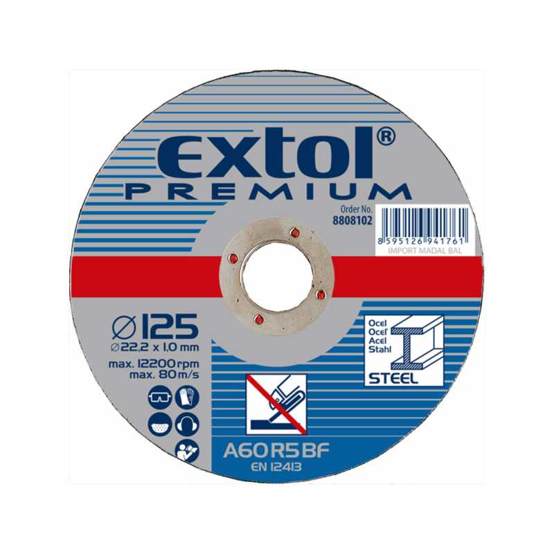 Kotúč rezný na oceľ/antikoro, 125x1,0mm, Extol Premium 8808102