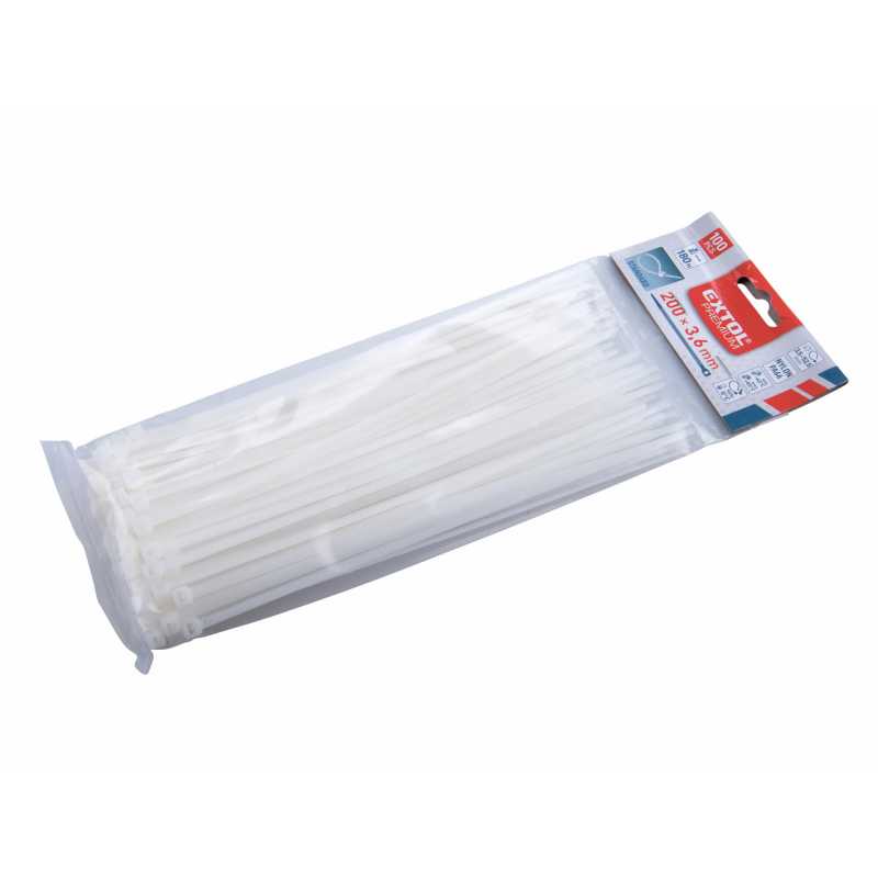 Pásky sťahovacie biele, 3,6x200mm, Extol Premium 8856106