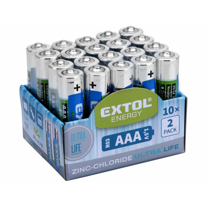 Batéria zink-chloridová 20ks, 1,5V, typ AAA, EXTOL ENERGY 42002