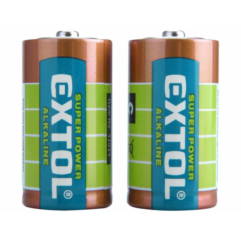 Baterie alkalická 2ks, 1,5V, typ C, LR14, Extol Energy 42014