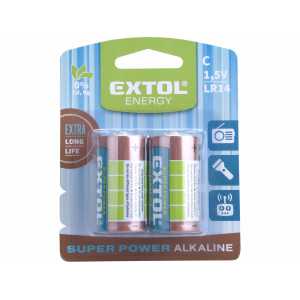 Batéria alkalická 2ks, 1,5V, typ C, LR14, Extol Energy 42014