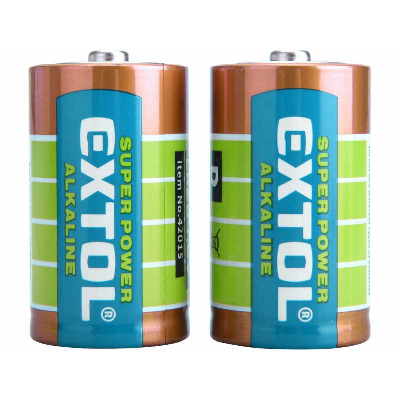 Baterie alkalická 2ks, 1,5V, typ D, LR20, Extol Energy 42015