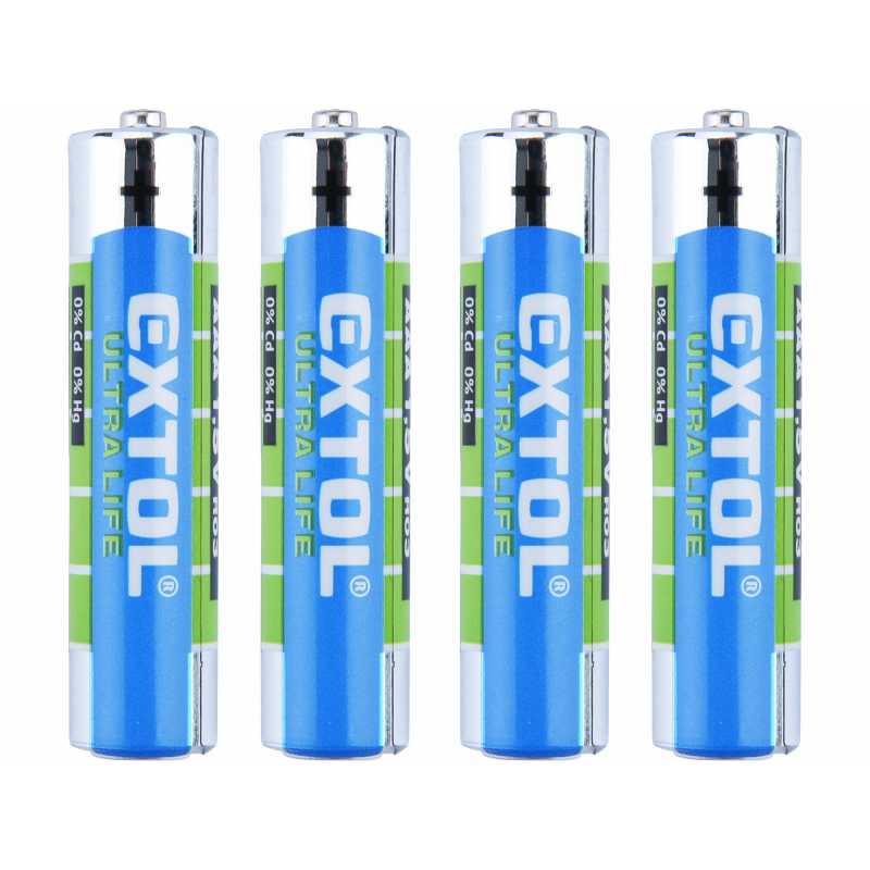 Baterie zink-chloridová 4ks, 1,5V, typ AAA, EXTOL ENERGY 42000