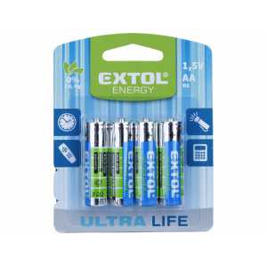 Baterie zink-chloridová 4ks, 1,5V, typ AA, EXTOL ENERGY 42001