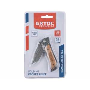 Nož zatvárací s poistkou 160mm, vzor damašková oceľ, Extol Premium 8855121