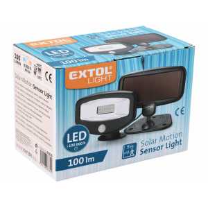 Svietidlo LED solárne s pohybovým senzorom, 16xLED, 100 lm, IPX4, EXTOL LIGHT 43270